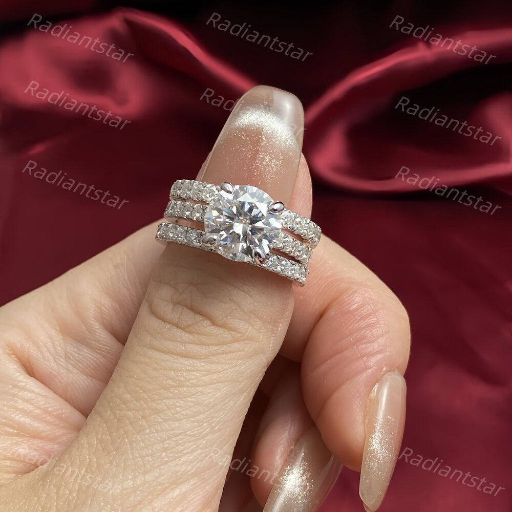 NEW Certified 4.75ct. t.w. Moissanite 3PC Wedding Ring Set